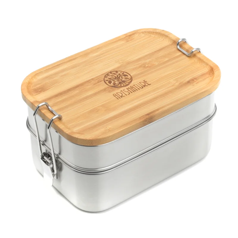 ARTS-Nature Vesper Edelstahldose 1340ml 2 Fächer Brotdose mit Bambusdeckel Sofort Bestellen