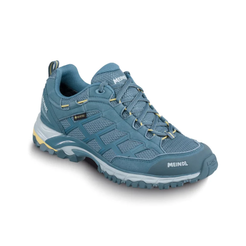 Neu Im Sortiment Meindl Caribe Lady GTX Damen Nordic Walking Schuhe Freizeitschuhe eisgrau-gelb