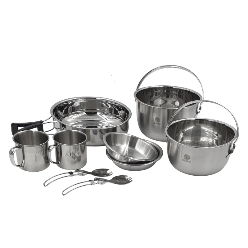 Neuheit ARTS-Nature Kochset 10-teiliges Edelstahl Camping Geschirr Set