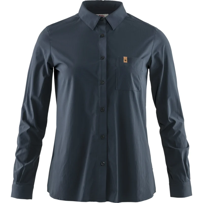 Fjällräven Övik Lite Shirt Damen Bluse Langarm Shirt navy Begrenztes Angebot