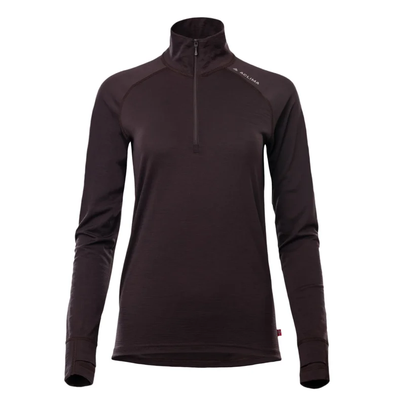 Aclima LightWool 180 Polo mit Zipper Damen Merino Unterwäsche chocolate plum Sonderaktion