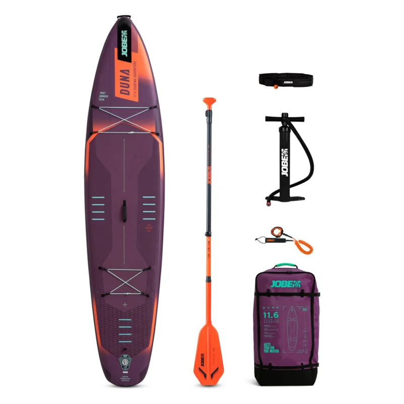 Jobe Aero Duna SUP Board 11.6 Package aufblasbares Stand up Paddle Set purple Markenprodukt