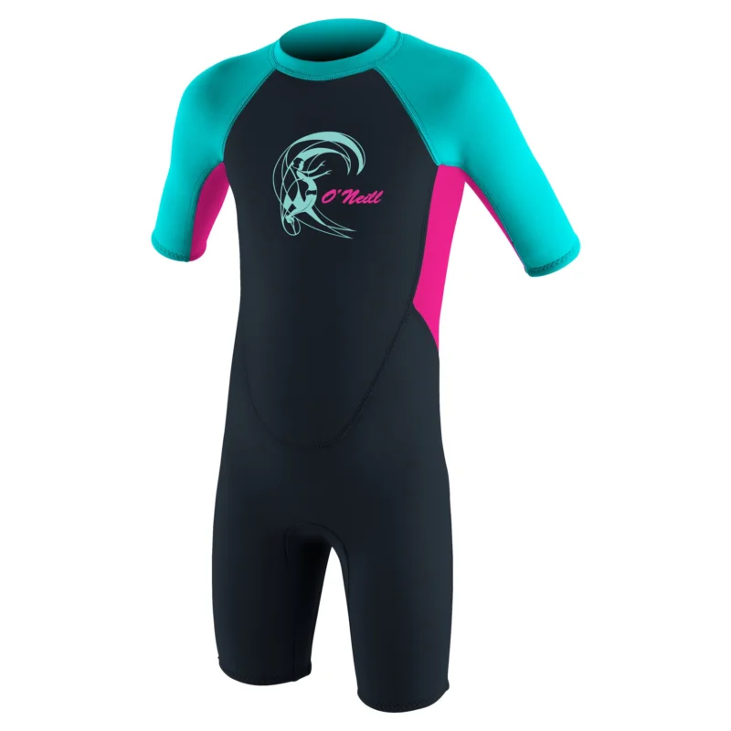 Billig ONeill Toddler Reactor II 2 mm Back-Zip Shortsleeve Mädchen Neoprenanzug slate-berry-light aqua
