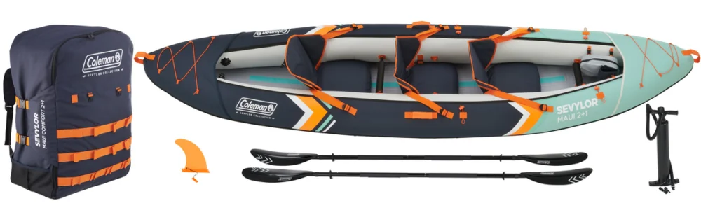 Super-Preis Coleman Sevylor Maui 2+1 Kit aufblasbares Kajak 2+1 Personen Luftboot Set mit Paddeln