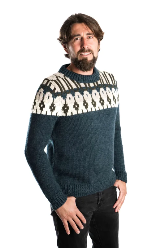 Fuza Wool Frede Sweater Herren Strickpullover Wollpullover petrol Meistverkauft