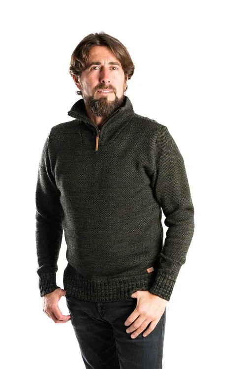 Fuza Wool Dai 1/2 Zip Sweater Herren Strickpullover Wollpullover olive Garantierte Lieferung