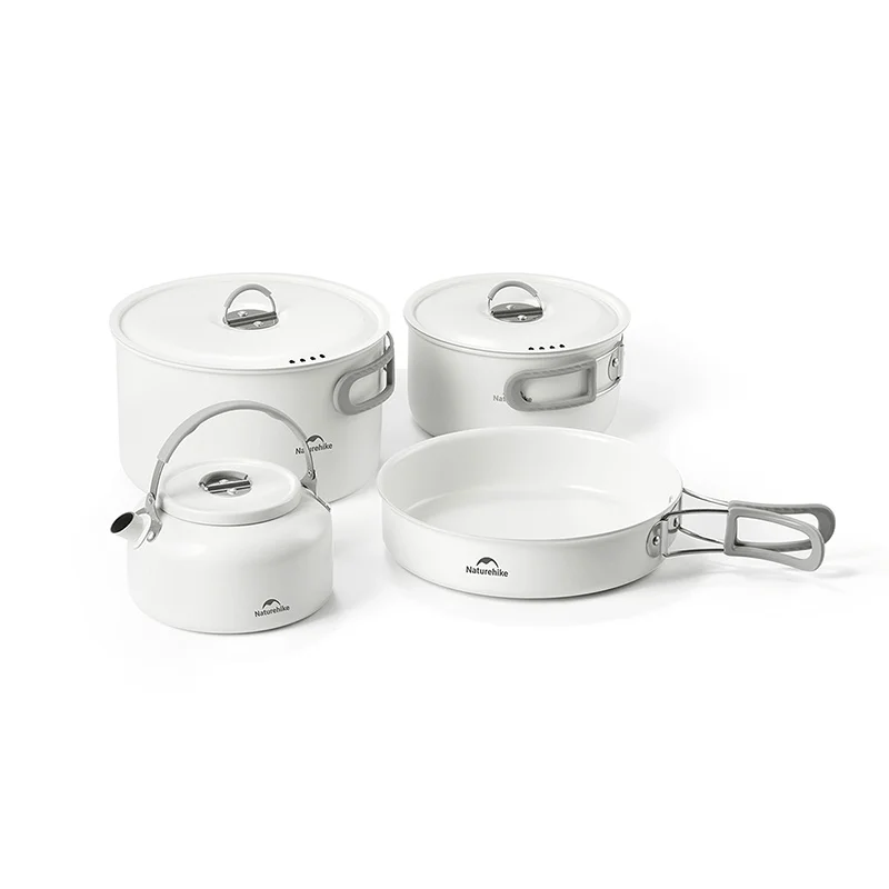 Top-Angebot Naturehike Kochset Keramik Antihaft Topfset Camping 4 bis 7 Personen weiß