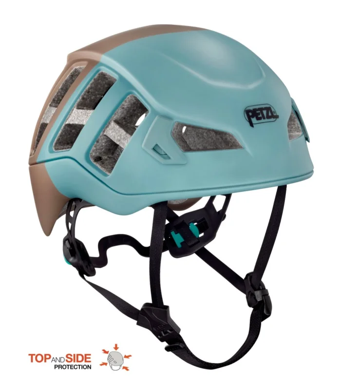 Markenware Petzl Meteor Kletterhelm Kopfschutz zum Bergsteigen smoked blue-brown