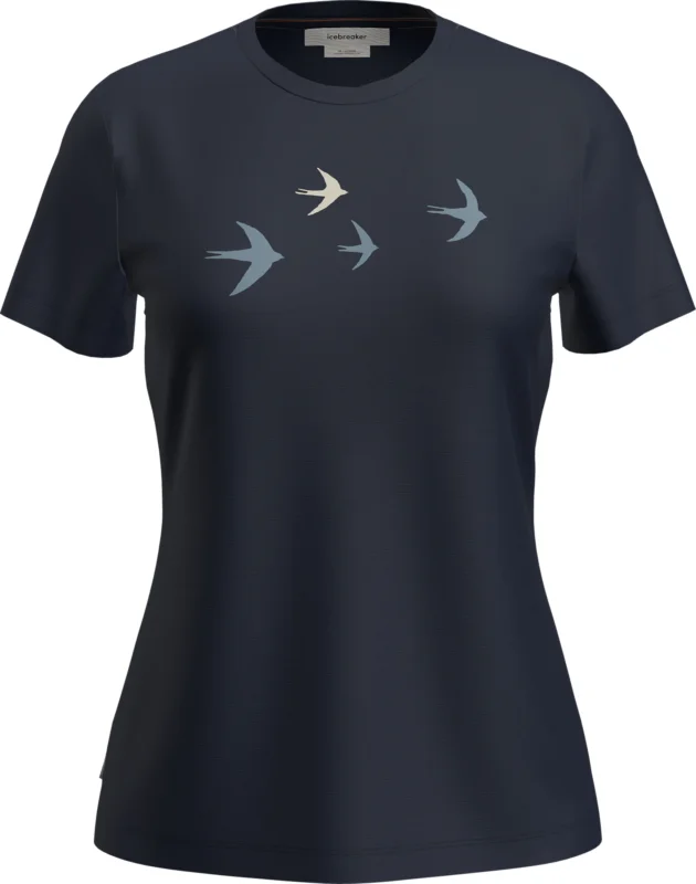 Preisknaller Icebreaker Merino 150 Tech Lite Shortsleeve Tee Bird T-Shirt Damen midnight navy