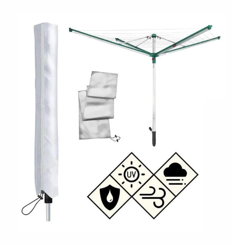 Top-Seller Copertura protettiva T-PRO per stendibiancheria ad ombrello (grigio seta) - 3 misure