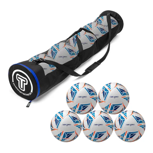 Schneller Versand 5x T-PRO Hybrid 2.0 wedstrijdballen (wit-blauw-oranje) - incl. een ballenzak