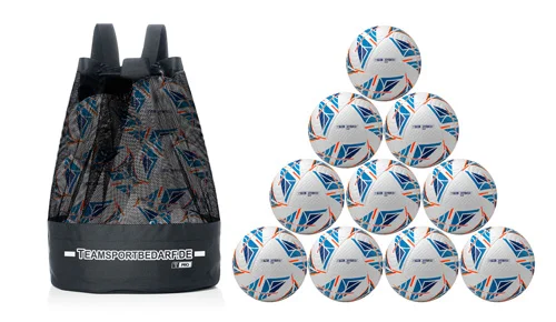 10x T-PRO Hybrid 2.0 wedstrijdballen (wit-blauw-oranje) - incl. een ballenzak Super-Preis