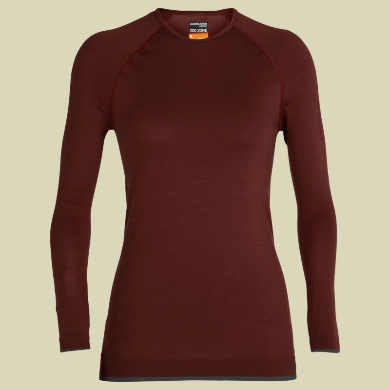 Solange Der Vorrat Reicht Icebreaker200 Zone Seamless LS Crewe Women Größe S Farbe espresso