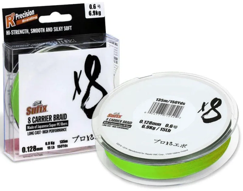 Sufix X8 Carrier Braid 150m Neon Chartreuse 0,19mm Direkt Vom Hersteller